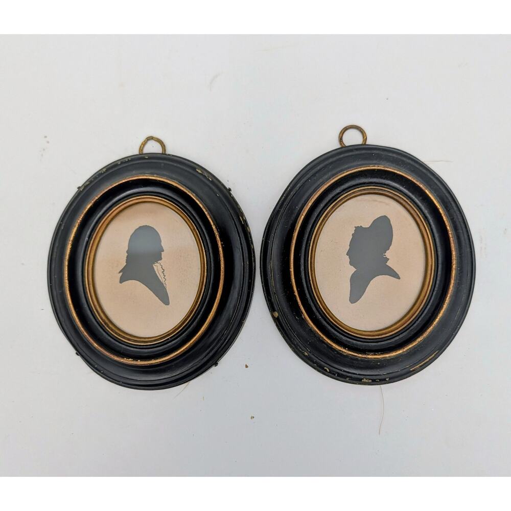 Foster Brothers Boston Antique Silhouette Paper Miniature Oval PAIR
